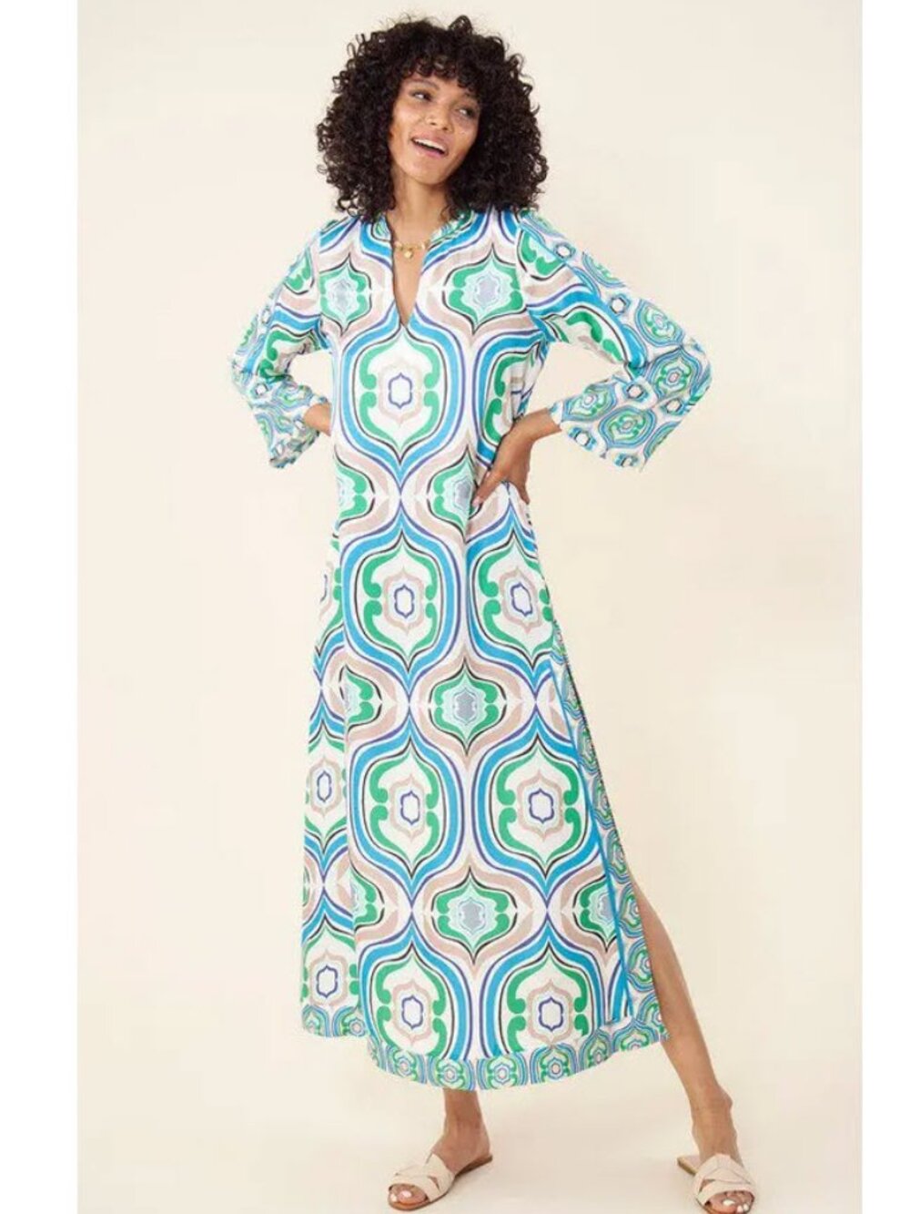 Hale Bob Karina Caftan Silk Dress Sz XS